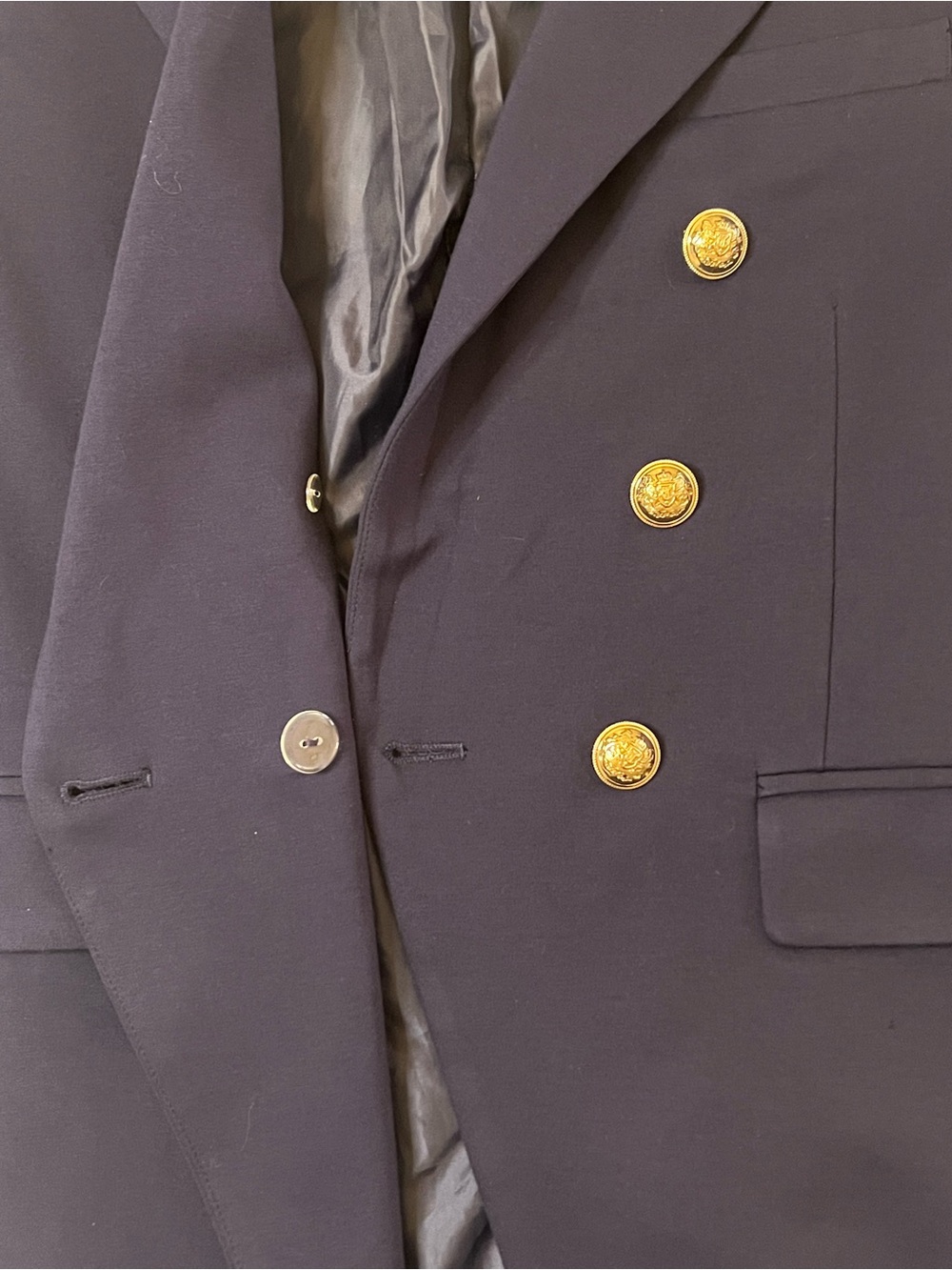 Anthropologie Dolan Navy Ponte Military Blazer Gold Buttons S - Picture 8 of 16